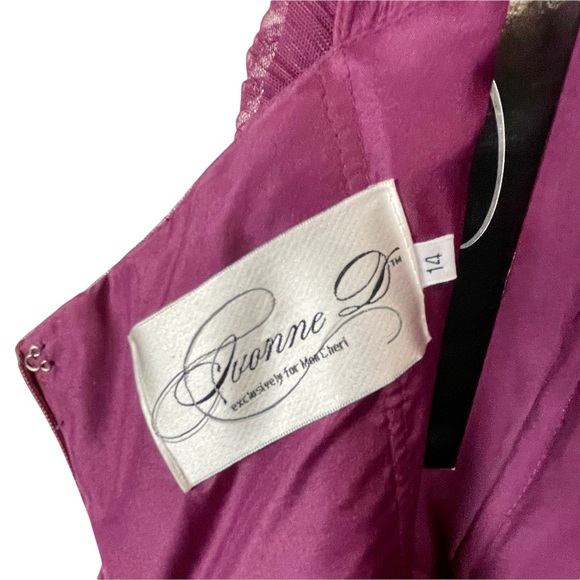 IVONNE D BY MON CHERI RASPBERRY 1 SHOULDER RUCHED TULLE SWEETHEART TRUMPET GOWN - Picture 12 of 15